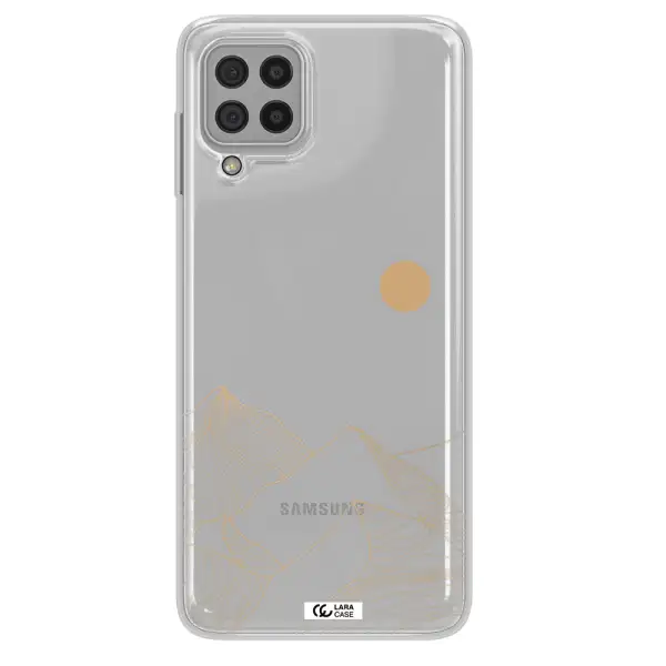 a mountain range with a sun in the background Samsung A22 4g Clear TPU Case