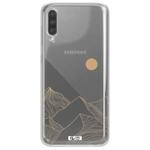 a mountain range with a sun in the background Samsung A30S Clear TPU Case