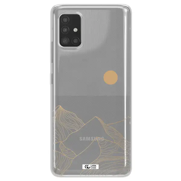 a mountain range with a sun in the background Samsung A51 Clear TPU Case
