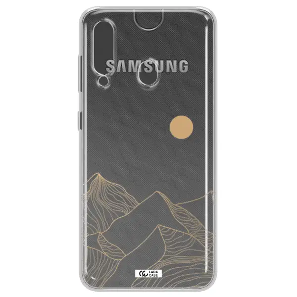 a mountain range with a sun in the background Samsung A60 Clear TPU Case