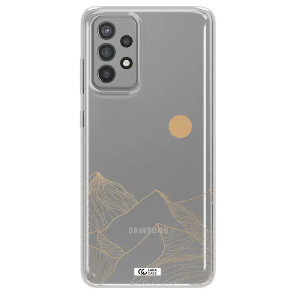a mountain range with a sun in the background Samsung A72 Clear TPU Case