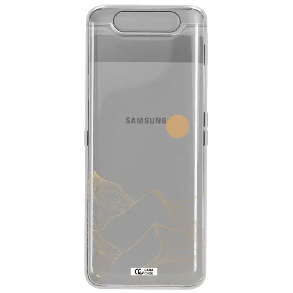 a mountain range with a sun in the background Samsung A80 Clear TPU Case