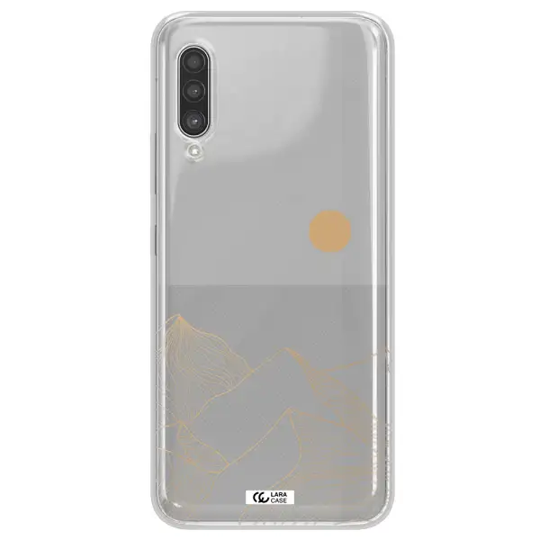 a mountain range with a sun in the background Samsung A90 Clear TPU Case