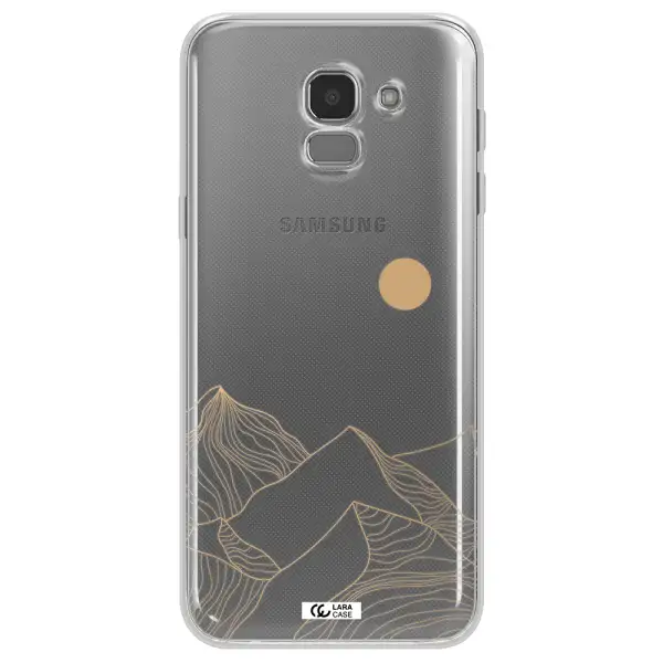 a mountain range with a sun in the background Samsung J6 Clear TPU Case