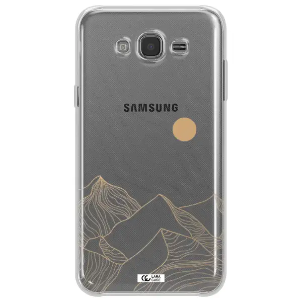 a mountain range with a sun in the background Samsung J7 Clear TPU Case