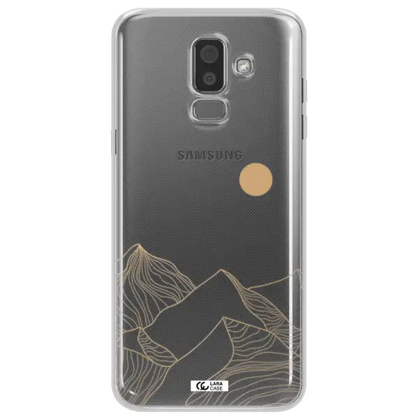a mountain range with a sun in the background Samsung J8 Clear TPU Case