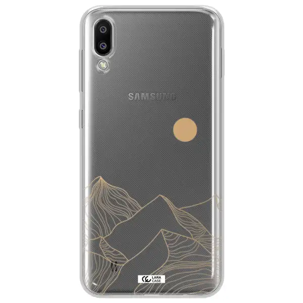 a mountain range with a sun in the background Samsung M10 Clear TPU Case