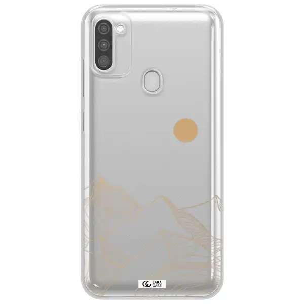 a mountain range with a sun in the background Samsung M11 Clear TPU Case