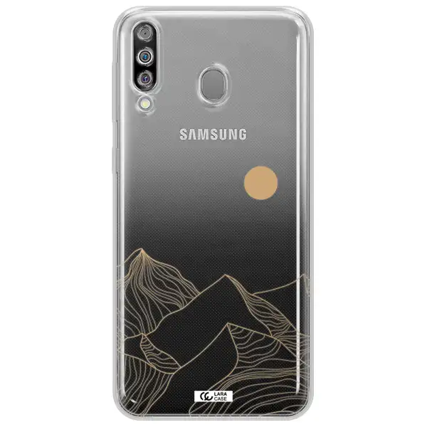 a mountain range with a sun in the background Samsung M30 Clear TPU Case
