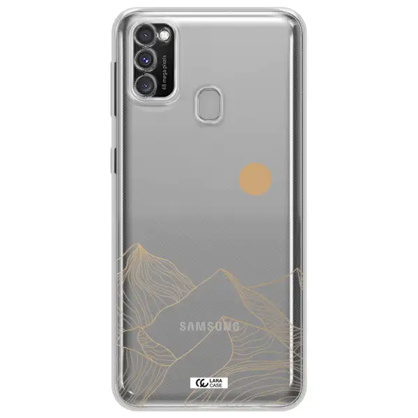 a mountain range with a sun in the background Samsung M30S Clear TPU Case