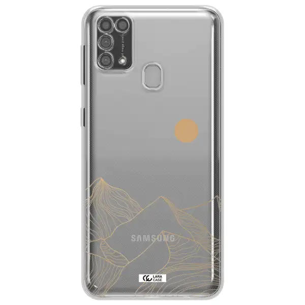 a mountain range with a sun in the background Samsung M31 Clear TPU Case