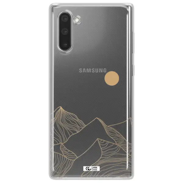 a mountain range with a sun in the background Samsung Note 10 Clear TPU Case