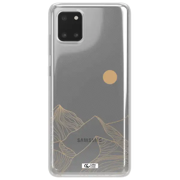 a mountain range with a sun in the background Samsung Note 10 Lite Clear TPU Case