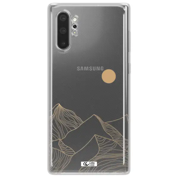 a mountain range with a sun in the background Samsung Note 10 Plus Clear TPU Case