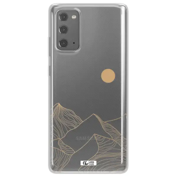 a mountain range with a sun in the background Samsung Note 20 Clear TPU Case