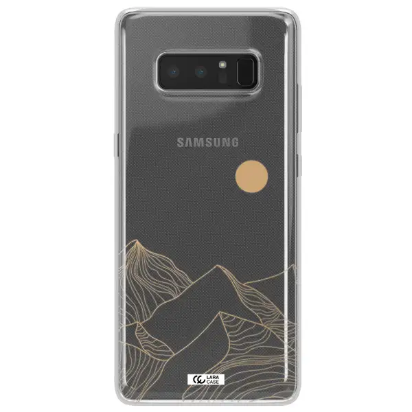 a mountain range with a sun in the background Samsung Note 8 Clear TPU Case