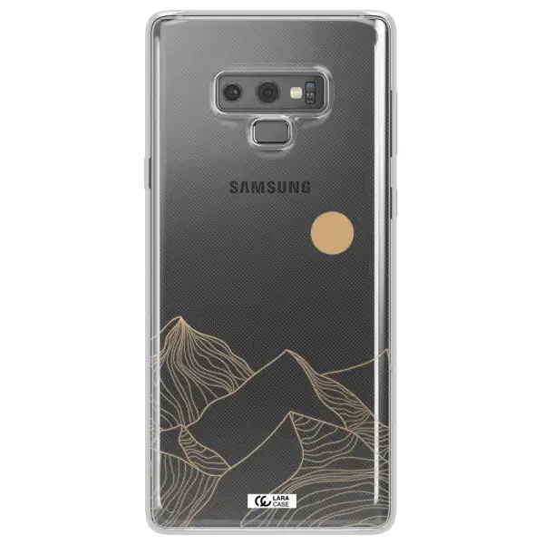 a mountain range with a sun in the background Samsung Note 9 Clear TPU Case
