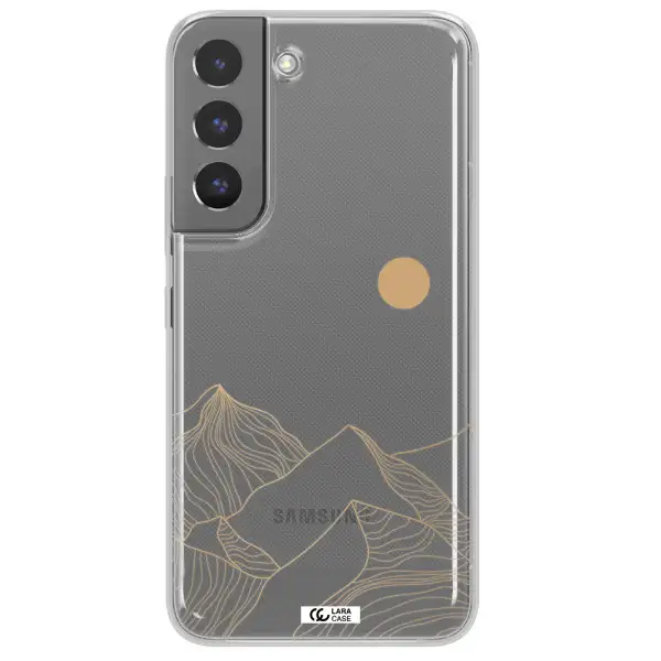 a mountain range with a sun in the background Samsung S 22 Clear TPU Case