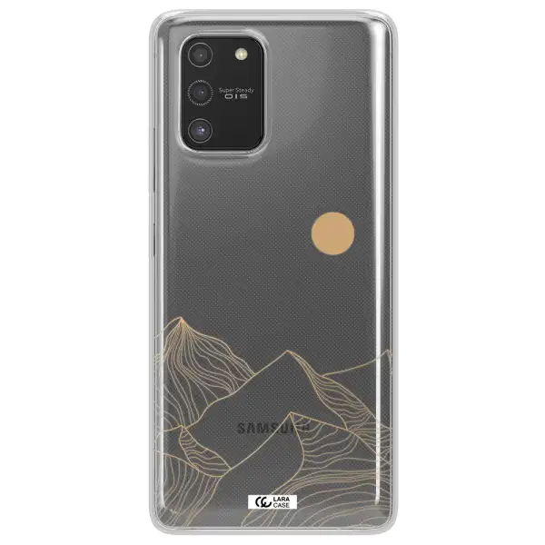 a mountain range with a sun in the background Samsung S10 Lite Clear TPU Case