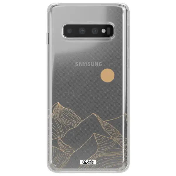 a mountain range with a sun in the background Samsung S10 Plus Clear TPU Case