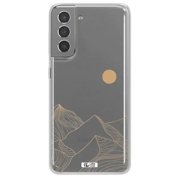 a mountain range with a sun in the background Samsung S21 Clear TPU Case