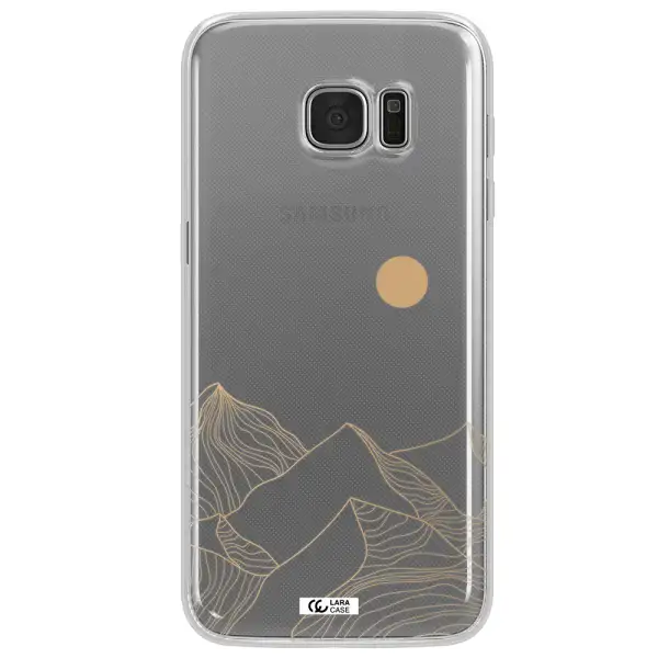 a mountain range with a sun in the background Samsung S7 Edge Clear TPU Case