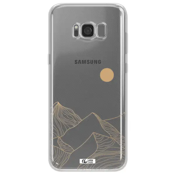 a mountain range with a sun in the background Samsung S8 Clear TPU Case