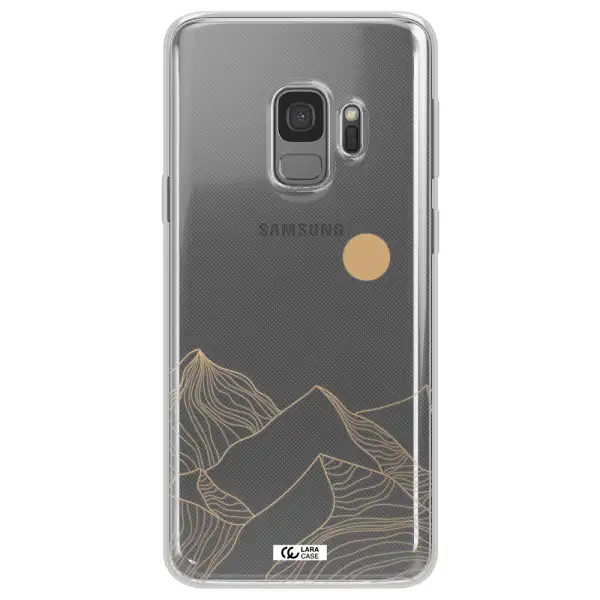 a mountain range with a sun in the background Samsung S9 Clear TPU Case