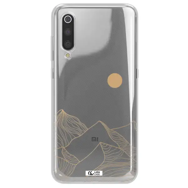 a mountain range with a sun in the background Xiaomi Mi 9 Clear TPU Case