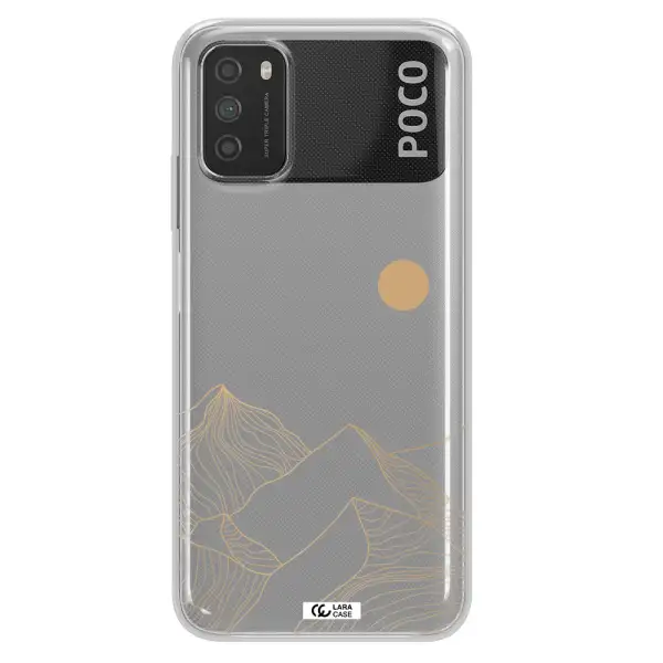 a mountain range with a sun in the background Xiaomi Poco M3 Clear TPU Case