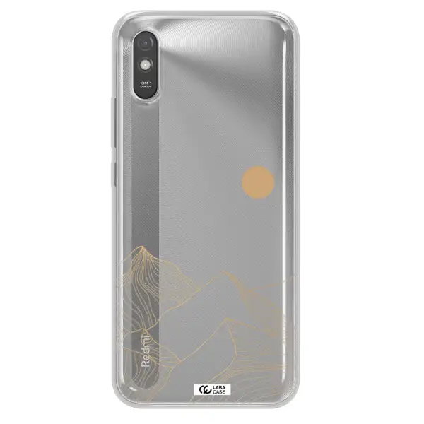 a mountain range with a sun in the background Xiaomi Redmi 9A Clear TPU Case