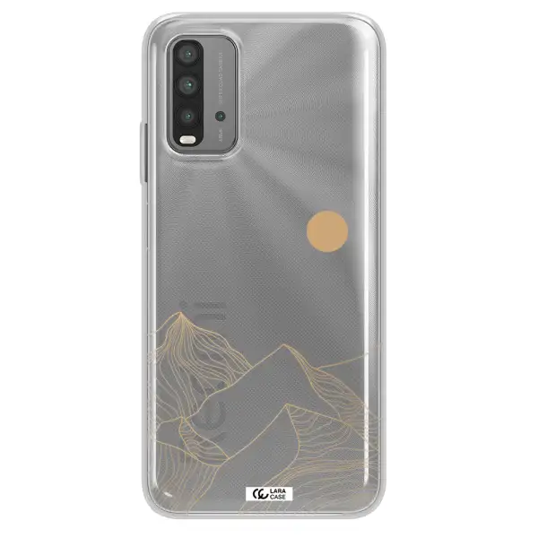 a mountain range with a sun in the background Xiaomi Redmi 9T Clear TPU Case
