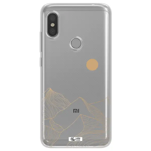 a mountain range with a sun in the background Xiaomi Redmi Note 6 Pro Clear TPU Case