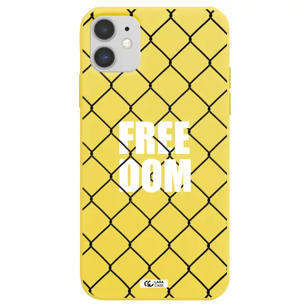 a close-up of a chain link fence Apple iPhone 11 Silicone canary yellow Case