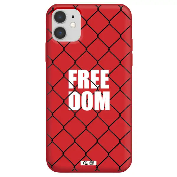 a close-up of a chain link fence Apple iPhone 11 Silicone Imperial Red Case