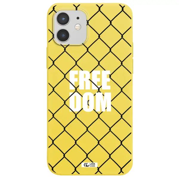 a close-up of a chain link fence Apple iPhone 12 mini Silicone canary yellow Case