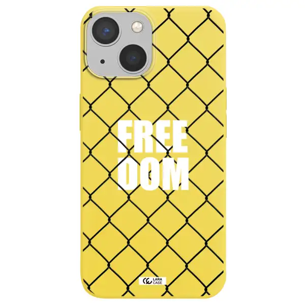 a close-up of a chain link fence Apple iPhone 13 mini Silicone canary yellow Case