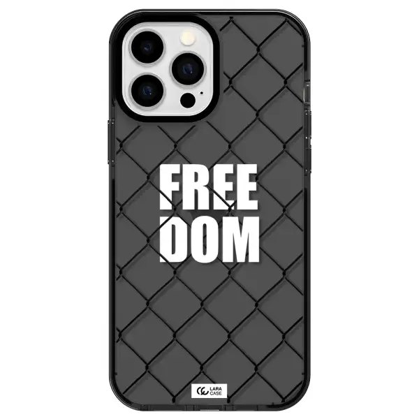 a close-up of a chain link fence Apple iPhone 13 Pro Max impact Smoke Black Case