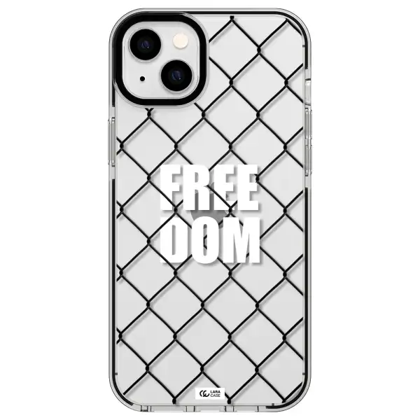 a close-up of a chain link fence Apple iPhone 14 plus impact black border Case