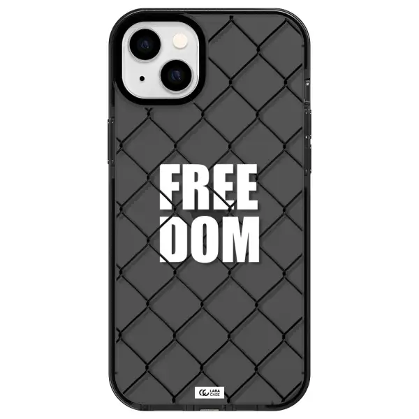 a close-up of a chain link fence Apple iPhone 14 plus impact Smoke Black Case