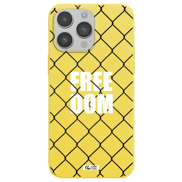a close-up of a chain link fence Apple iPhone 14 pro Silicone canary yellow Case