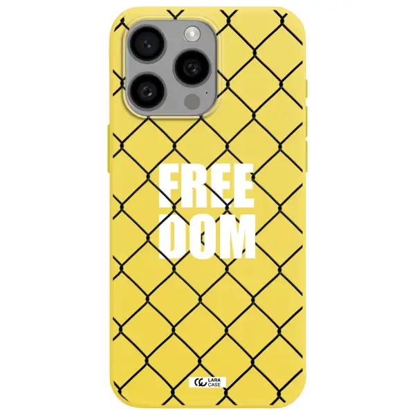 a close-up of a chain link fence Apple Iphone 15 Pro max Silicone canary yellow Case
