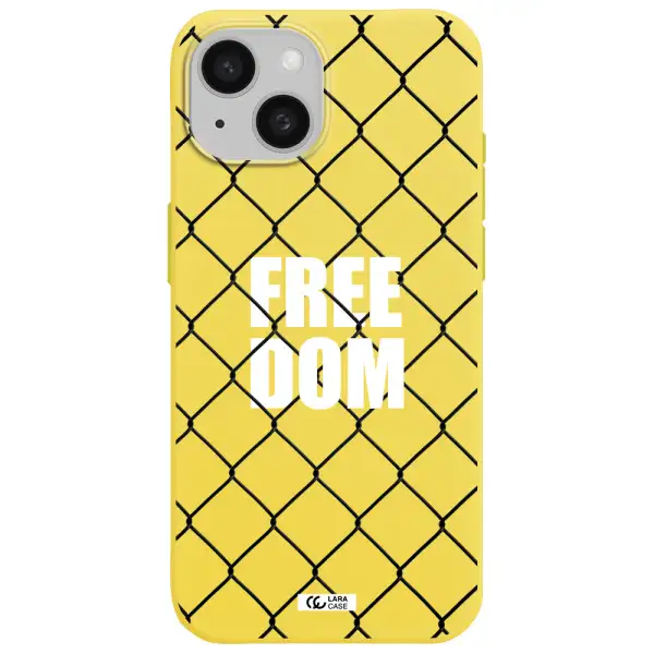a close-up of a chain link fence Apple iPhone 15 Silicone canary yellow Case