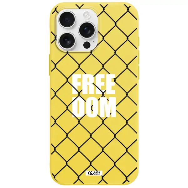 A Close-Up Of A Chain Link Fence Apple Iphone 16 Pro Max Silicone Canary Yellow Case