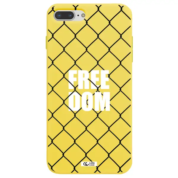 a close-up of a chain link fence Apple iPhone 7 plus Silicone canary yellow Case
