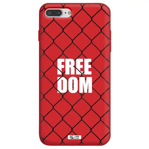 a close-up of a chain link fence Apple iPhone 7 plus Silicone Imperial Red Case