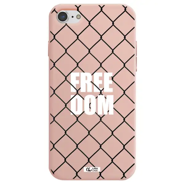 a close-up of a chain link fence Apple iPhone 7 Silicone pastel pink Case