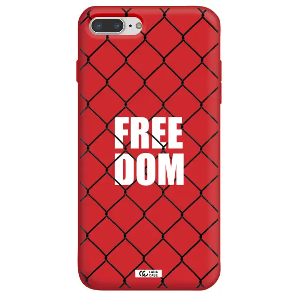 a close-up of a chain link fence Apple iPhone 8 plus Silicone Imperial Red Case