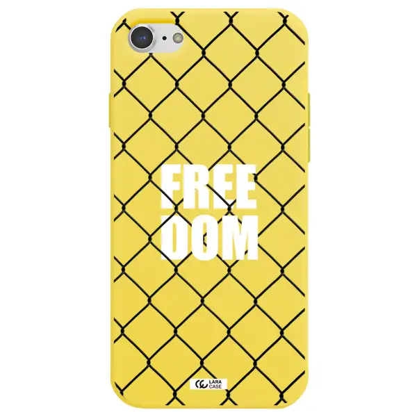 a close-up of a chain link fence Apple iPhone 8 Silicone canary yellow Case