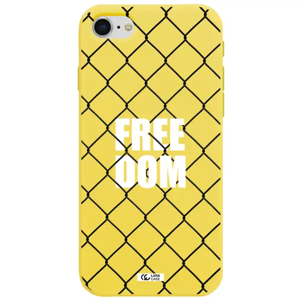 a close-up of a chain link fence Apple iPhone se 2020 Silicone canary yellow Case